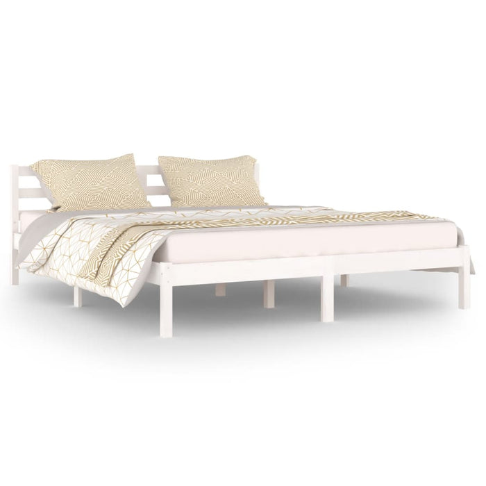 Bed Frame without Mattress Solid Wood Pine 160x200cm White