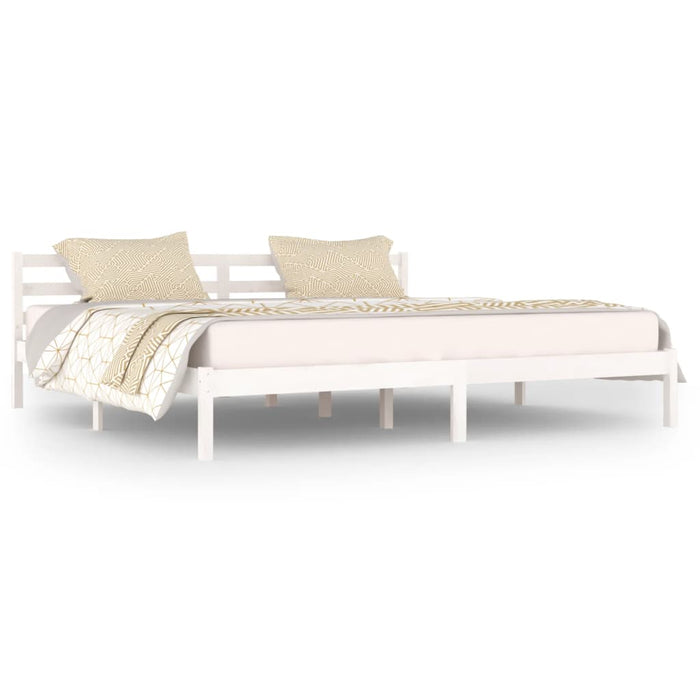 Bed Frame without Mattress Solid Wood Pine 200x200cm White