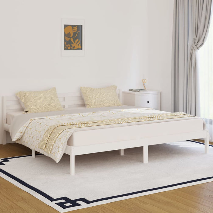 Bed Frame without Mattress Solid Wood Pine 200x200cm White