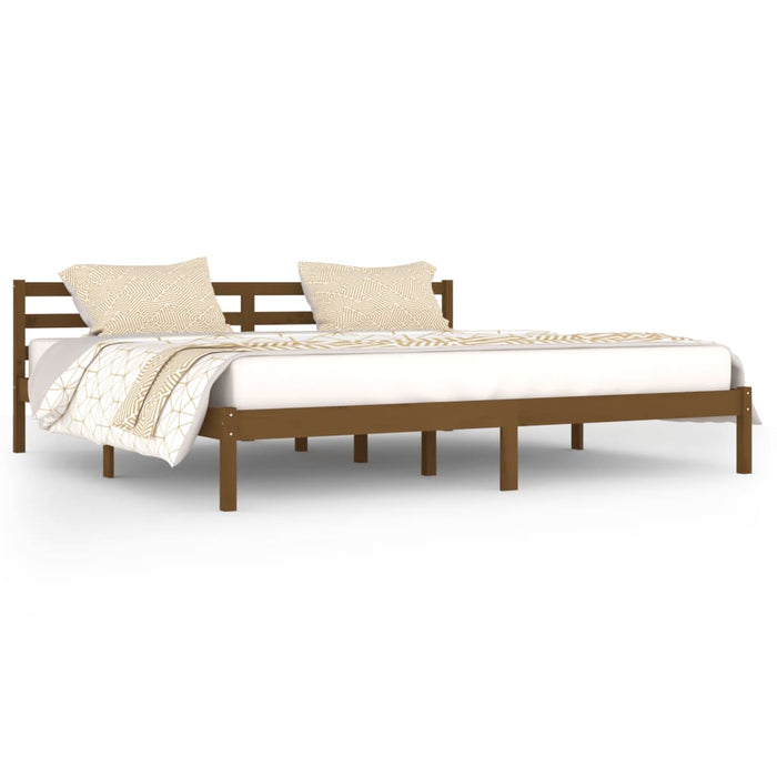 Bed Frame without Mattress Solid Wood Pine 200x200cm Honey Brown