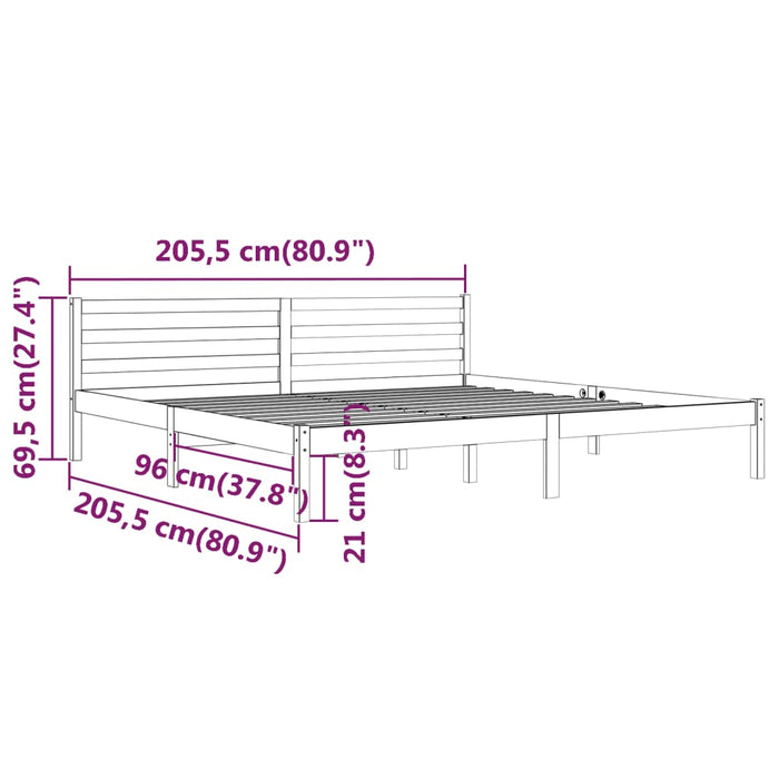 Bed Frame without Mattress Solid Wood Pine 200x200cm Honey Brown