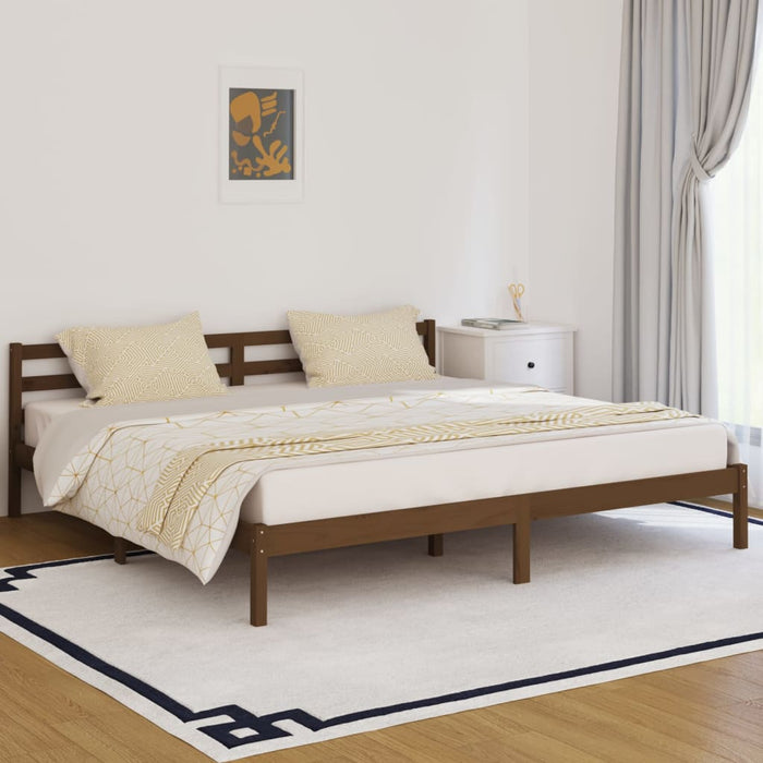 Bed Frame without Mattress Solid Wood Pine 200x200cm Honey Brown