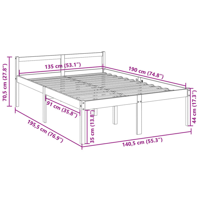 Senior Bed without Mattress White 135x190cm Double