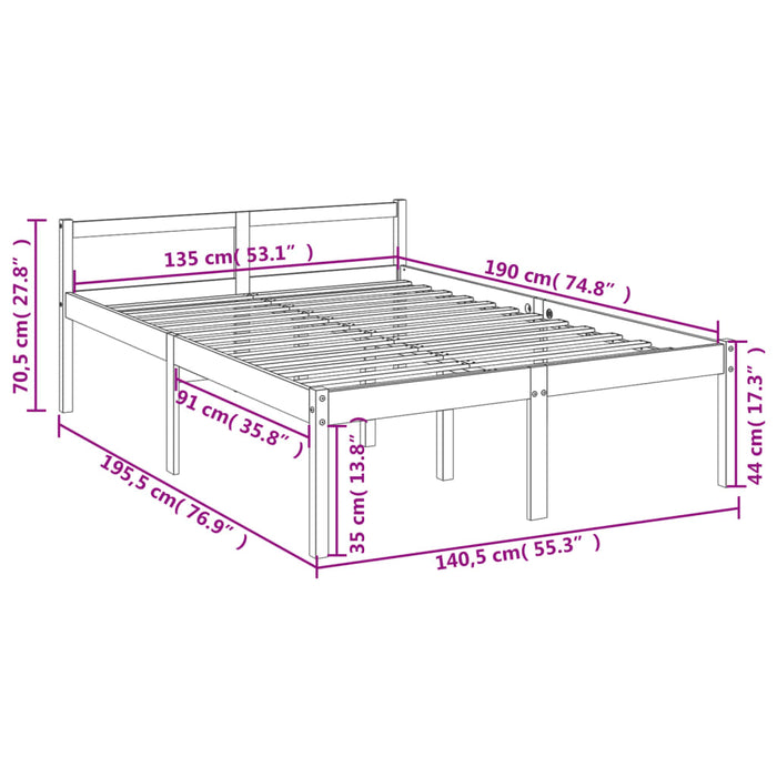 Senior Bed without Mattress Grey 135x190cm Double