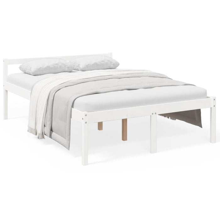 Senior Bed without Mattress White 120x200cm Solid Wood Pine