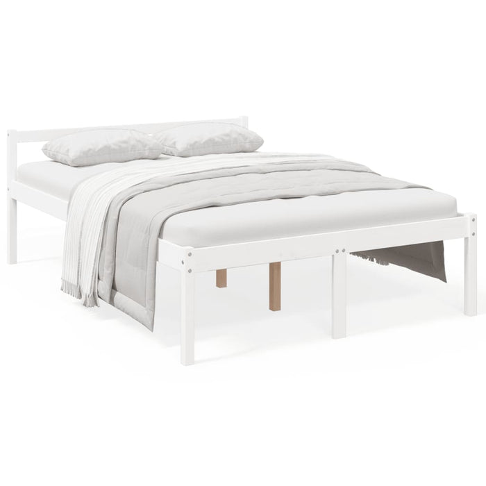 Senior Bed without Mattress White 140x200cm Solid Wood Pine