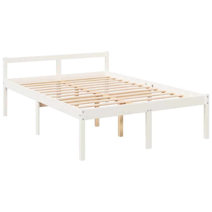 Senior Bed without Mattress White 140x200cm Solid Wood Pine