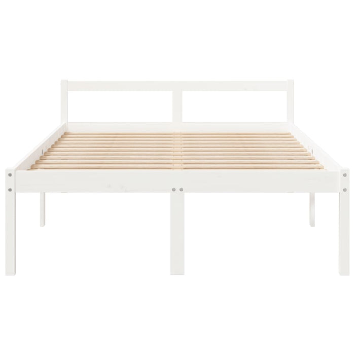 Senior Bed without Mattress White 140x200cm Solid Wood Pine