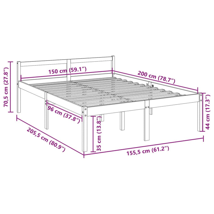 Senior Bed without Mattress White 150x200cm King Size