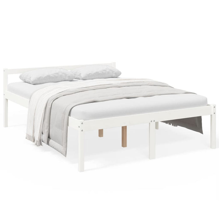 Senior Bed without Mattress White 160x200cm Solid Wood Pine