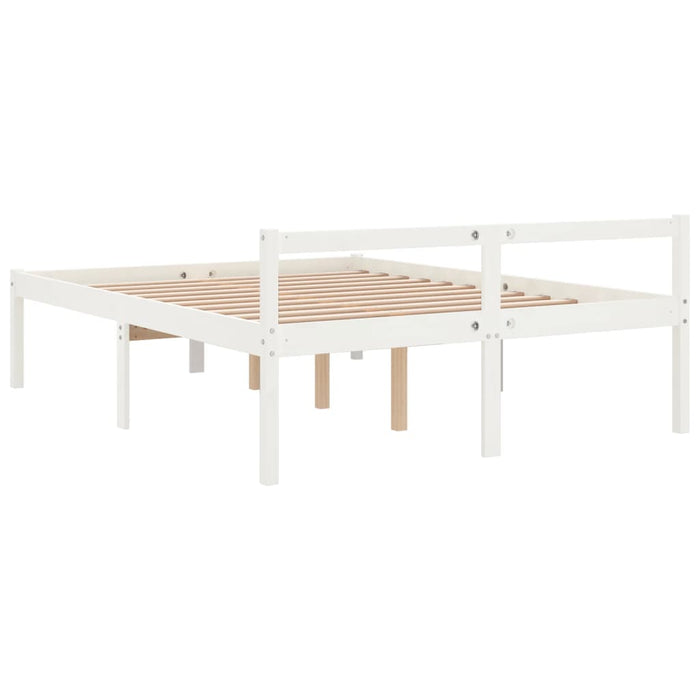 Senior Bed without Mattress White 160x200cm Solid Wood Pine