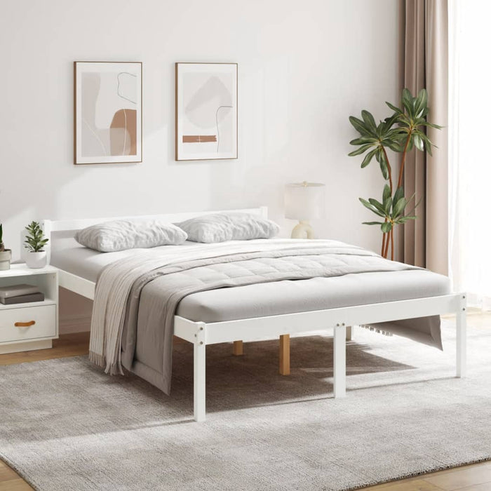 Senior Bed without Mattress White 160x200cm Solid Wood Pine