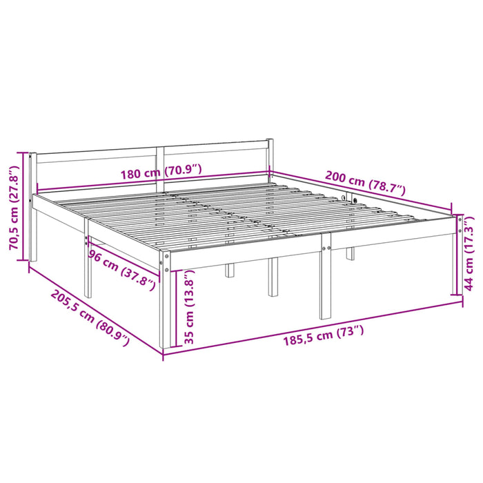 Senior Bed without Mattress White 180x200cm Super King Size