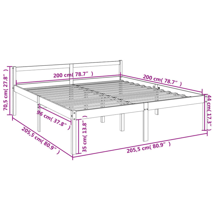 Senior Bed without Mattress Honey Brown 200x200cm Solid Wood Pine