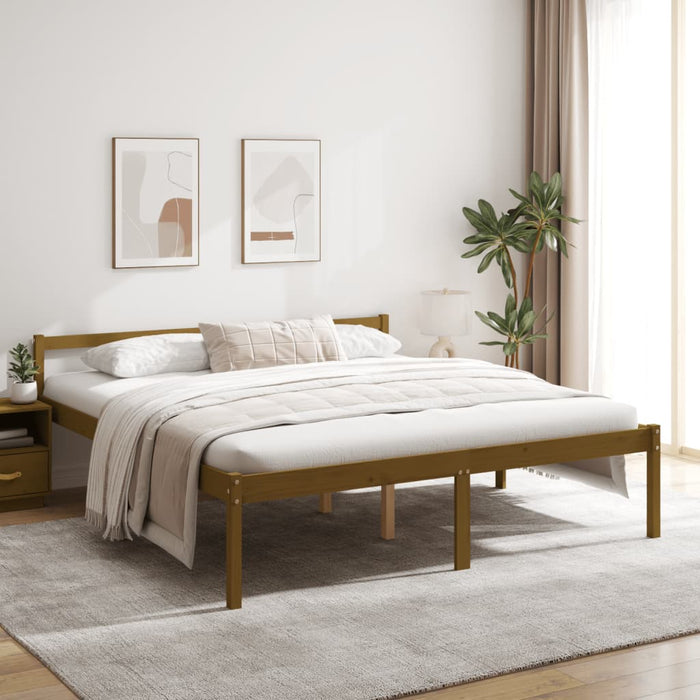 Senior Bed without Mattress Honey Brown 200x200cm Solid Wood Pine