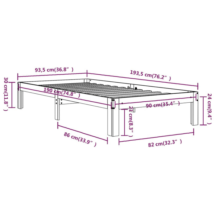 Cadru Pat fara Saltea 90x190cm Single