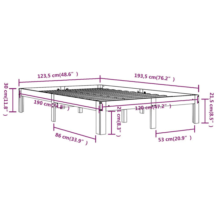 Bed Frame without Mattress White 120x190cm Small Double