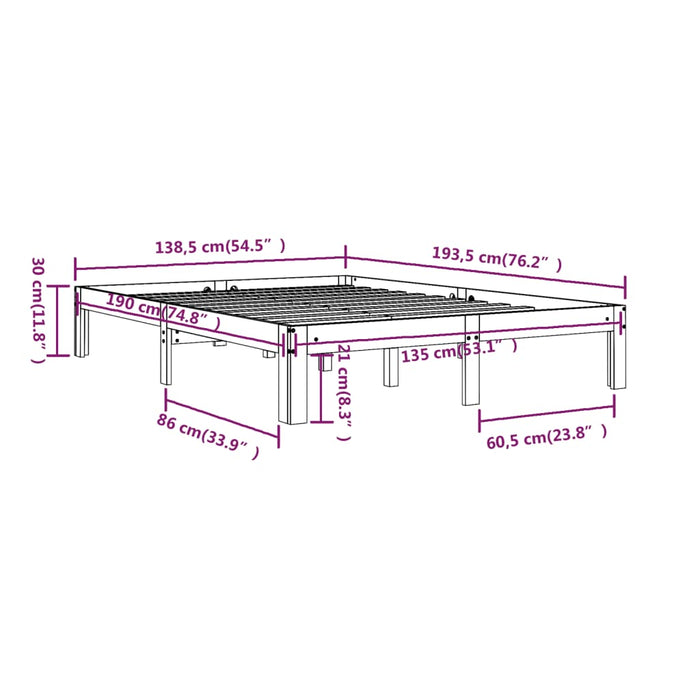 Bed Frame without Mattress Black 135x190cm Double