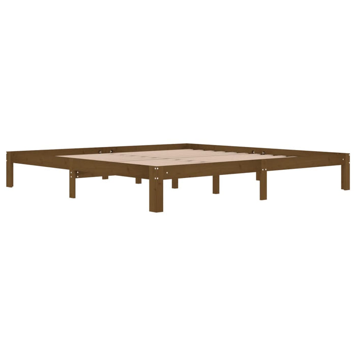 Bed Frame without Mattress Honey Brown Solid Wood Pine 200x200cm