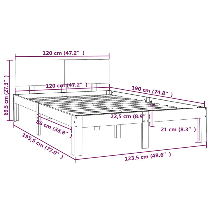 Bed Frame without Mattress 120x190cm Small Double