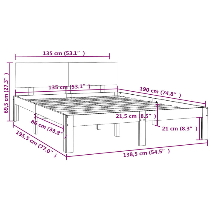 Bed Frame without Mattress 135x190cm Double