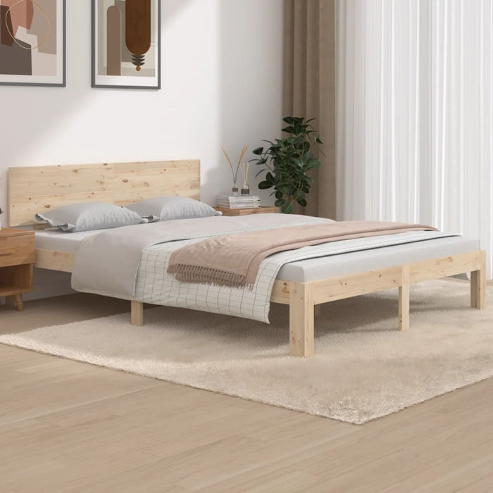 Bed Frame without Mattress Solid Wood Pine 140x190cm