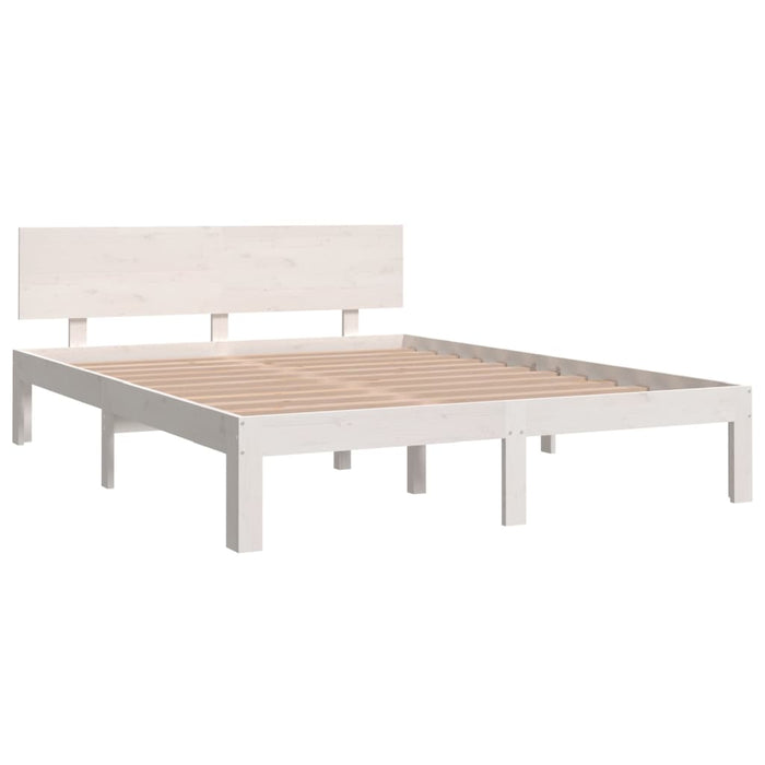 Bed Frame without Mattress White Solid Wood Pine 140x190cm