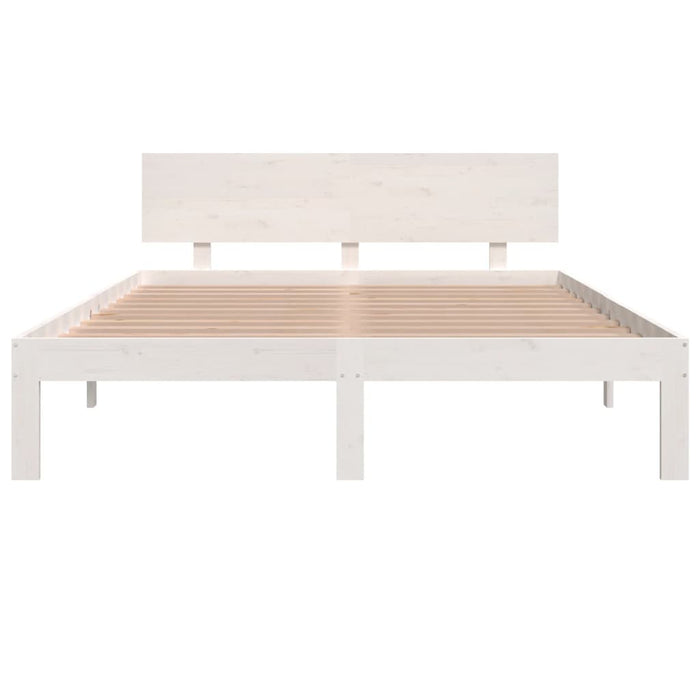 Bed Frame without Mattress White Solid Wood Pine 140x190cm