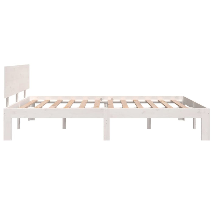 Bed Frame without Mattress White Solid Wood Pine 140x190cm