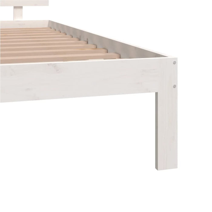 Bed Frame without Mattress White Solid Wood Pine 140x190cm