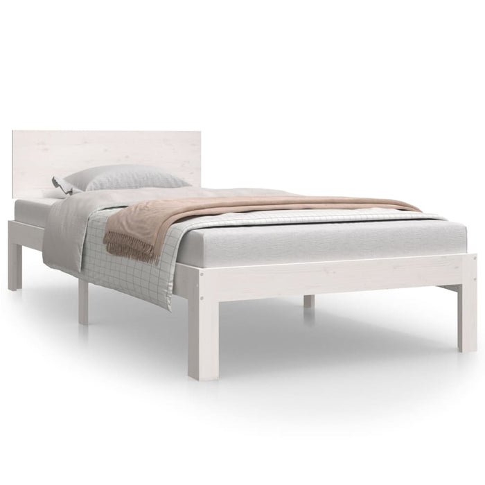 Bed Frame without Mattress White Solid Wood Pine 90x200cm