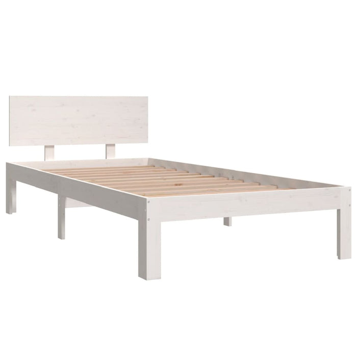 Bed Frame without Mattress White Solid Wood Pine 90x200cm