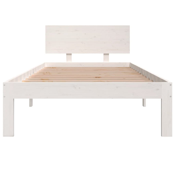 Bed Frame without Mattress White Solid Wood Pine 90x200cm