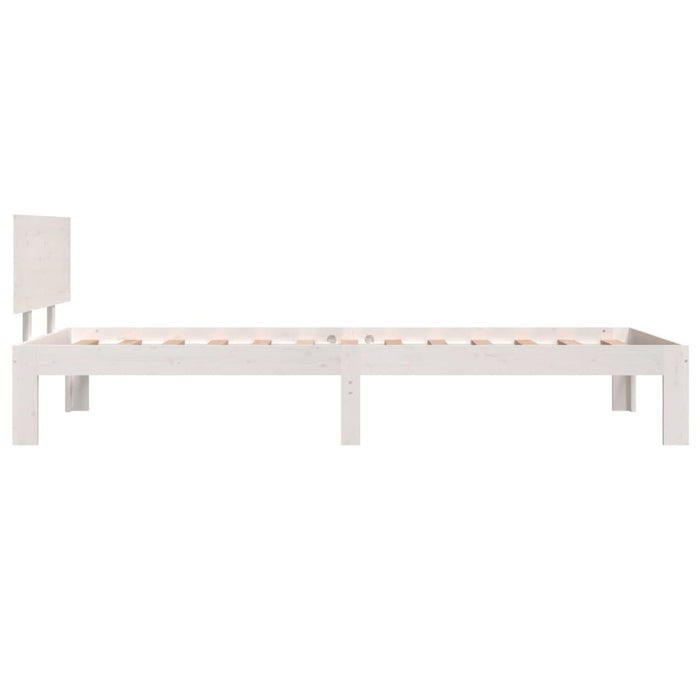 Bed Frame without Mattress White Solid Wood Pine 90x200cm