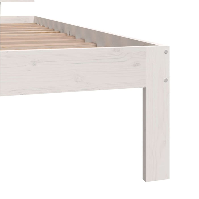 Bed Frame without Mattress White Solid Wood Pine 90x200cm