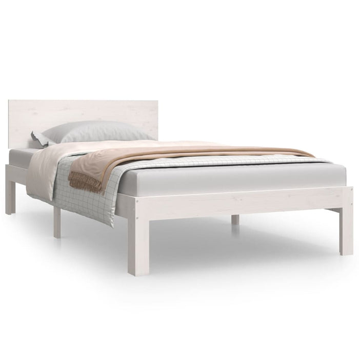 Bed Frame without Mattress White Solid Wood Pine 100x200cm