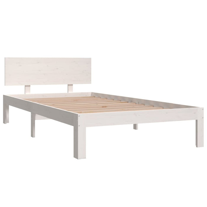 Bed Frame without Mattress White Solid Wood Pine 100x200cm