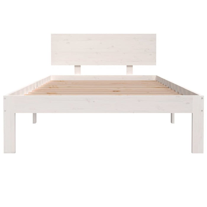 Bed Frame without Mattress White Solid Wood Pine 100x200cm