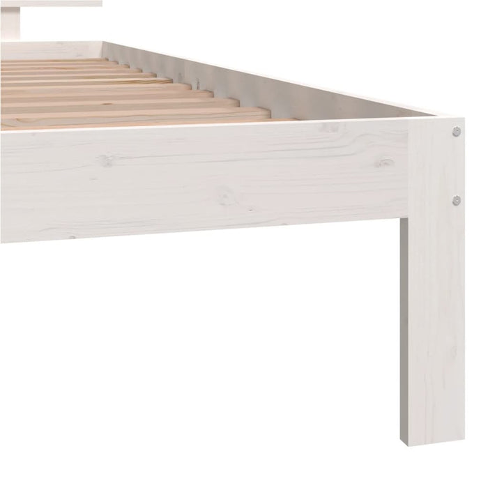 Bed Frame without Mattress White Solid Wood Pine 100x200cm