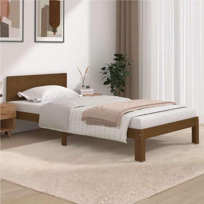 Bed Frame without Mattress Honey Brown Solid Wood Pine 100x200cm