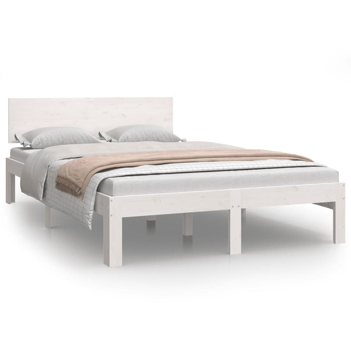 Bed Frame without Mattress White Solid Wood Pine 120x200cm