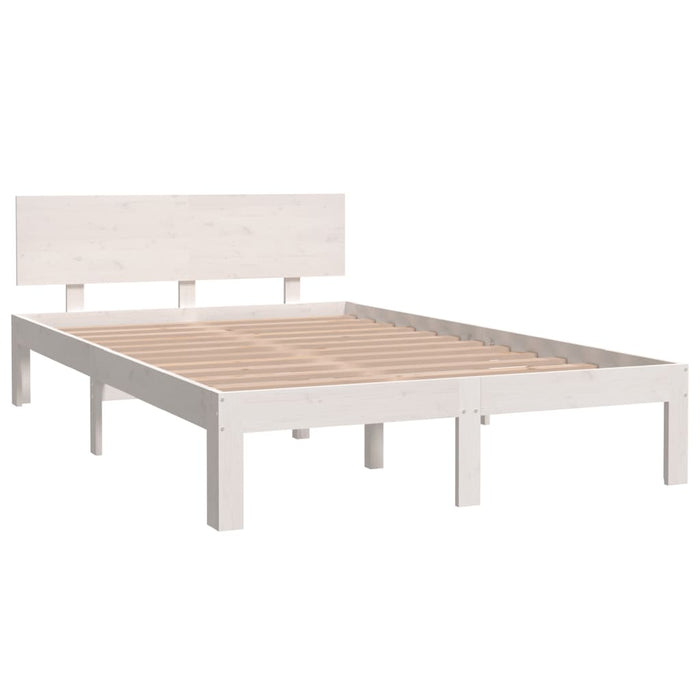 Bed Frame without Mattress White Solid Wood Pine 120x200cm