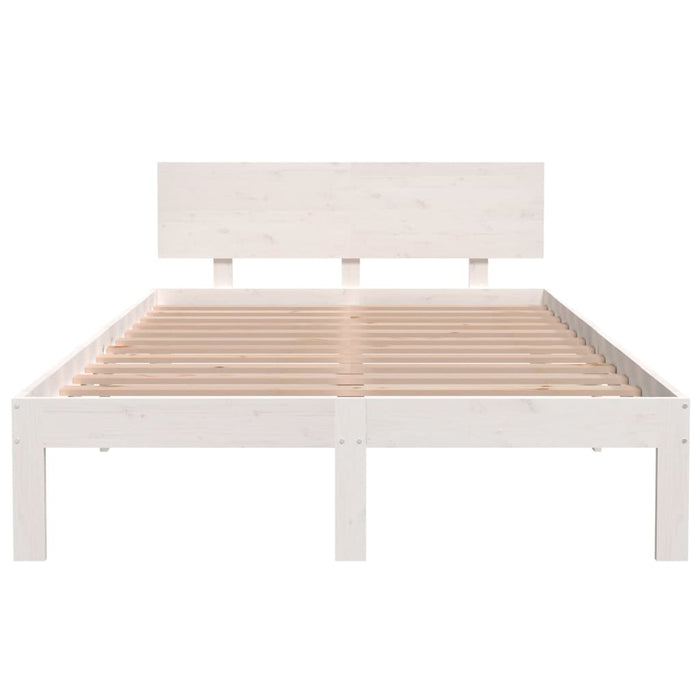 Bed Frame without Mattress White Solid Wood Pine 120x200cm