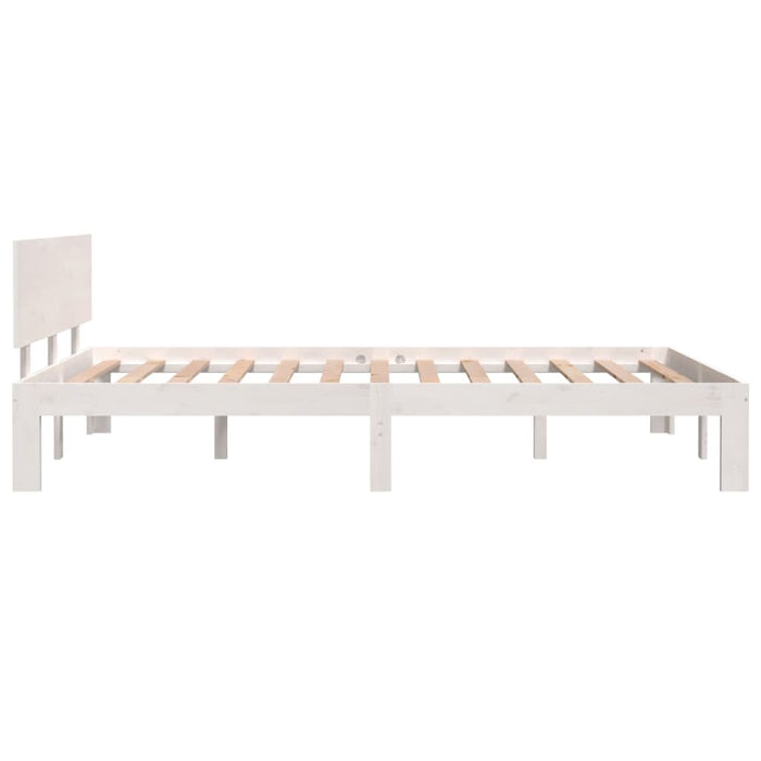 Bed Frame without Mattress White Solid Wood Pine 120x200cm