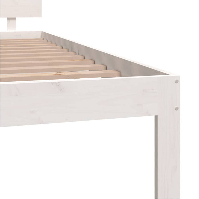 Bed Frame without Mattress White Solid Wood Pine 120x200cm