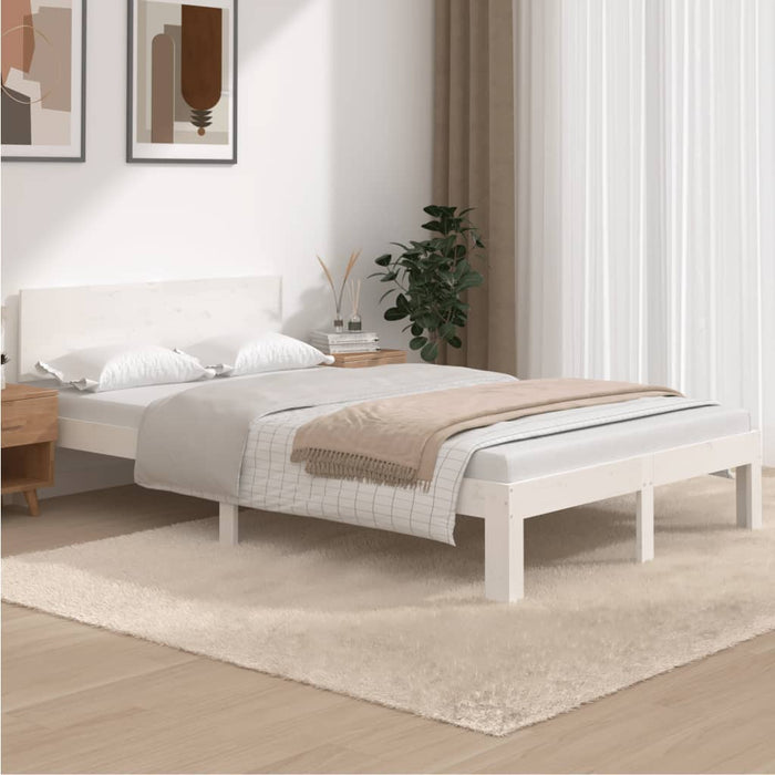 Bed Frame without Mattress White Solid Wood Pine 120x200cm