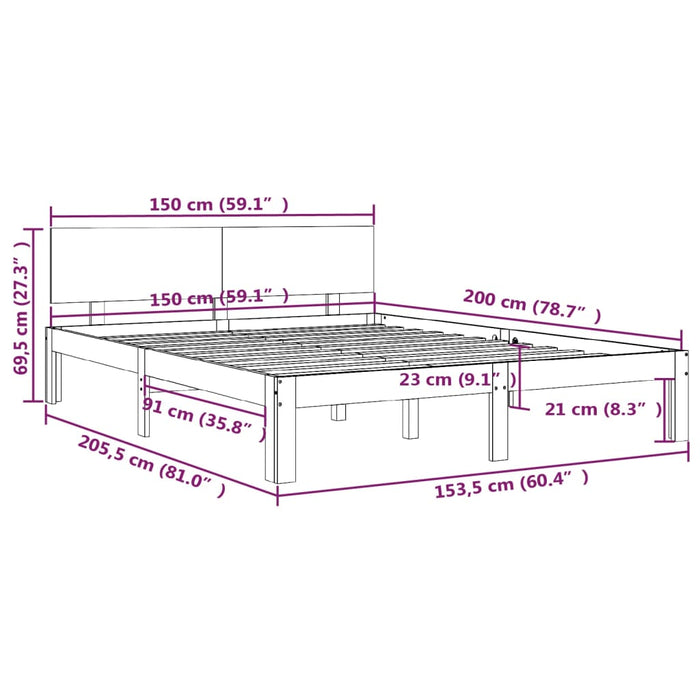 Bed Frame without Mattress Black 150x200cm King Size