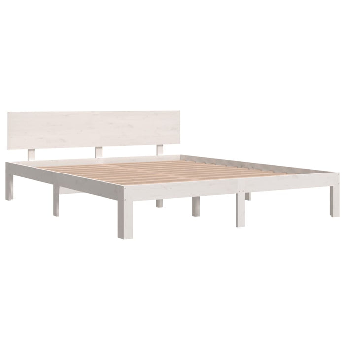 Bed Frame without Mattress White Solid Wood Pine 160x200cm