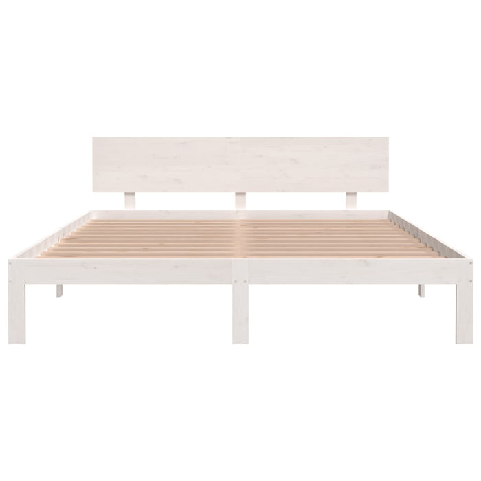 Bed Frame without Mattress White Solid Wood Pine 160x200cm