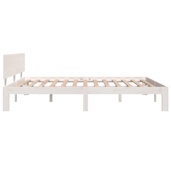 Bed Frame without Mattress White Solid Wood Pine 160x200cm